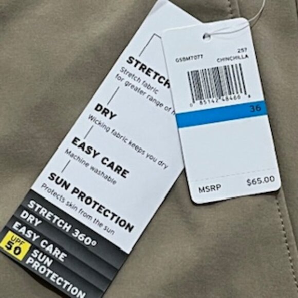 NEW Grand‎ Slam Performance Tan Golf Shorts Men’s Size 36 NWT - Picture 9 of 14